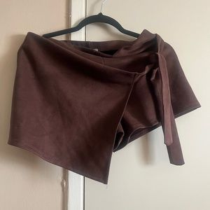 Brown suede skort (skirts & short)